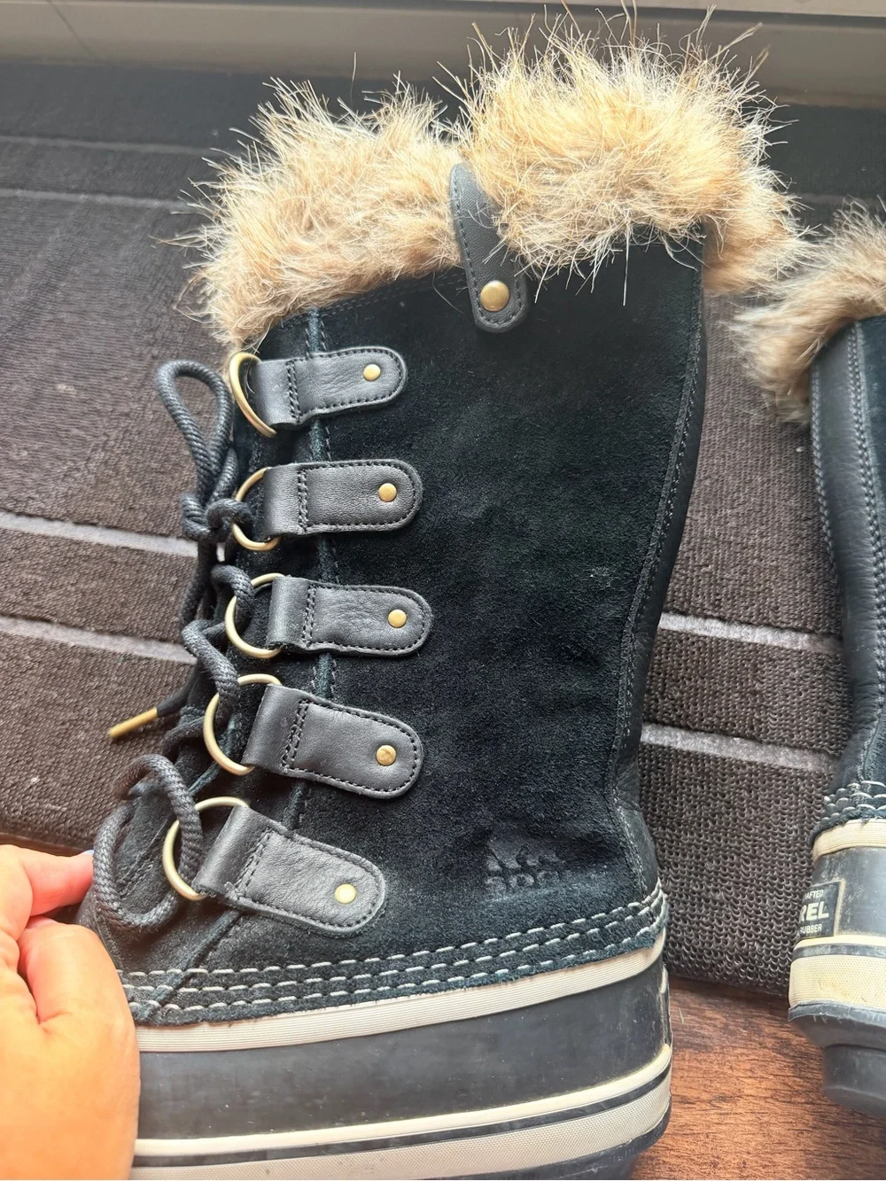 Sorel Joan of Arctic Tall Waterproof Snow Boots Black Faux Fur Women’s 9 Winter